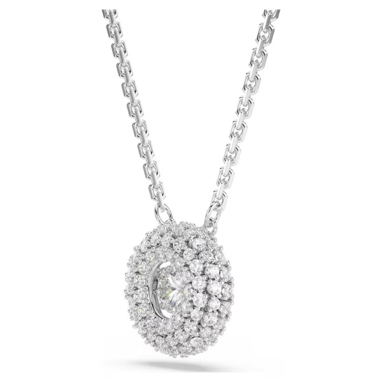 Sublima pendant Round cut, White, Rhodium plated